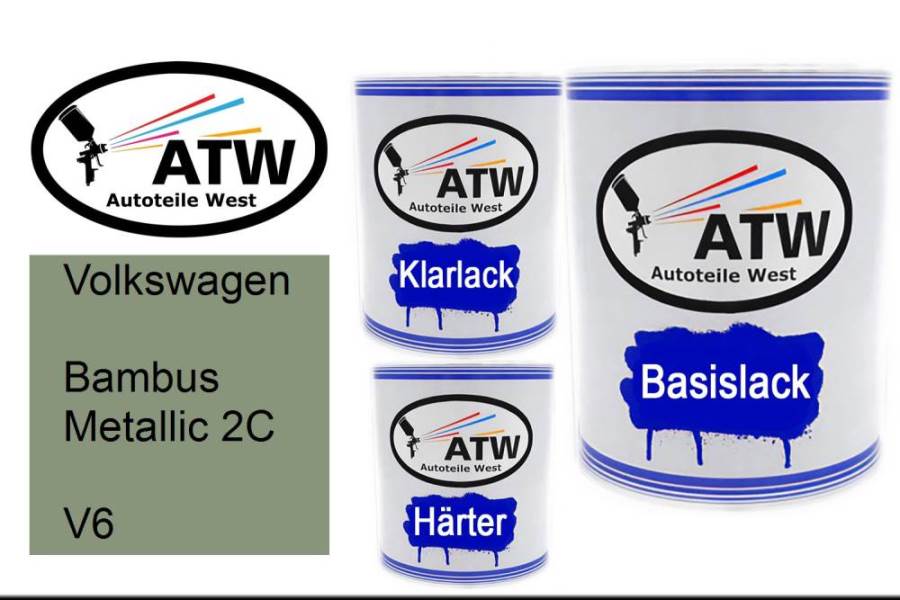 Volkswagen, Bambus Metallic 2C, V6: 1L Lackdose + 1L Klarlack + 500ml Härter - Set, von ATW Autoteile West.